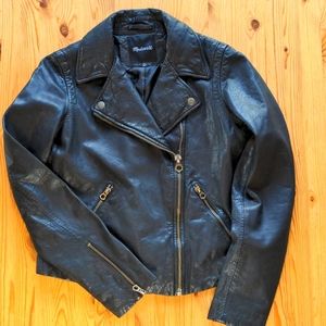 Madewell Washed Leather Motorcycle Jacket Brass Hardware Edition